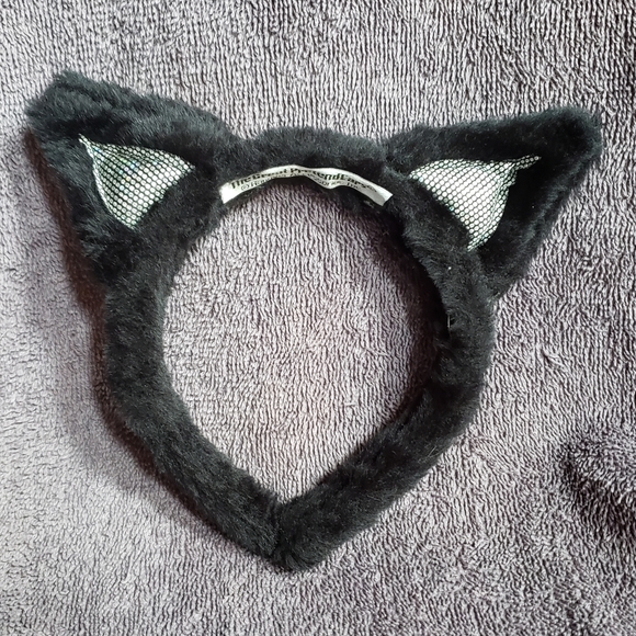 Halloween Fuzzy Black Silver Cat Ears Head Band Great Prentendears Hanover - Picture 1 of 4
